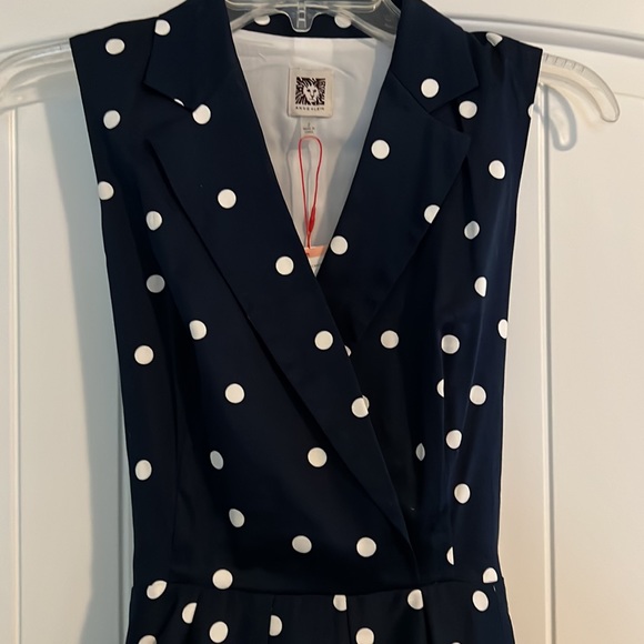 Classic Navy blue dress with white polka dots BNWT - Picture 3 of 8